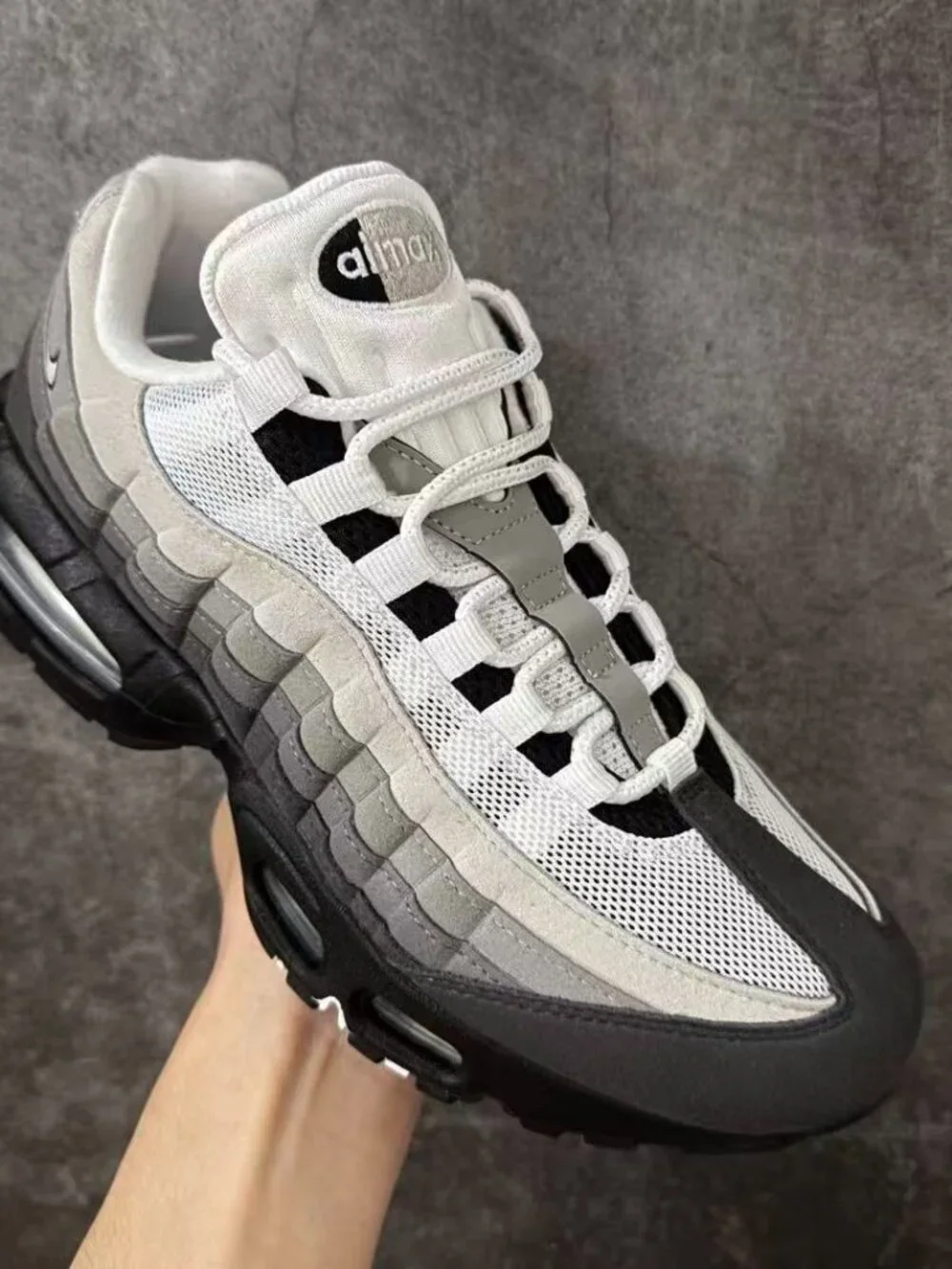 Air Cushion Running Sneakers Grey/Volt. Athletic sneakers featuring visible air